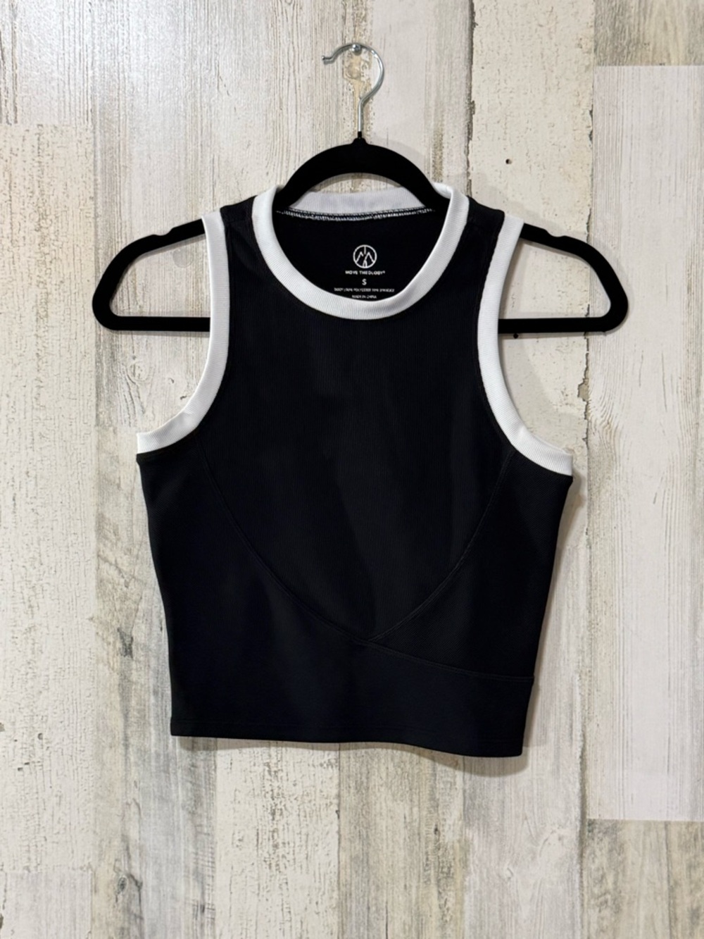 Move Theology Women's Black Sports Crop Bra with White Trim - Performance Tank